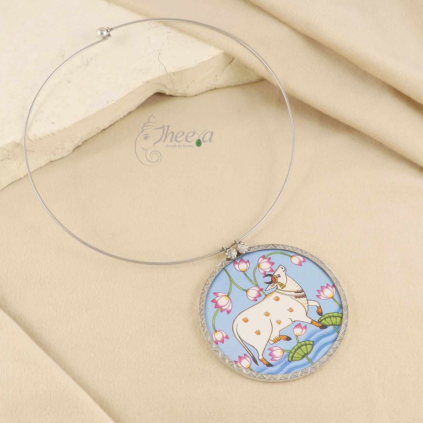 Light blue Pichwai design pendant