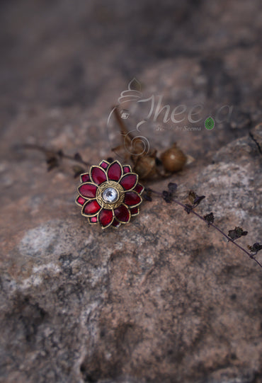Red kundan flower