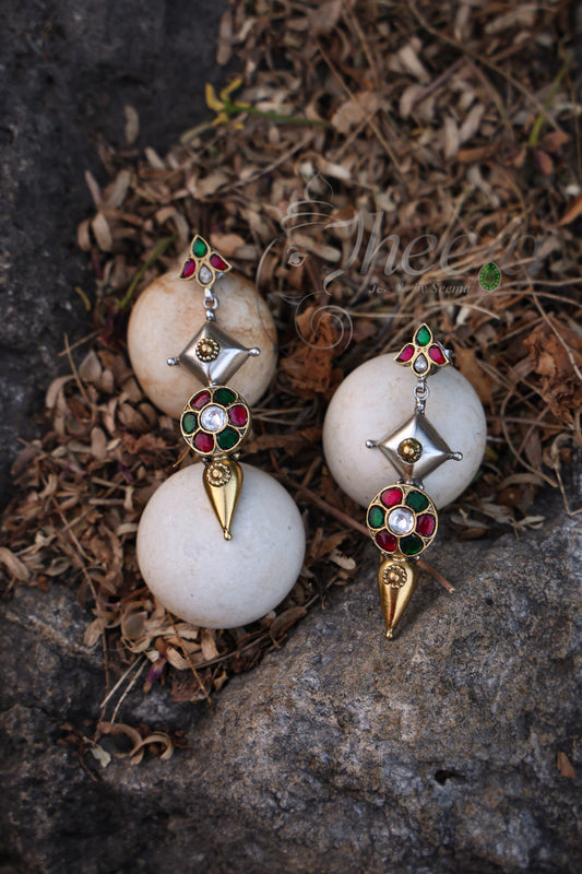 Dual tone multi color earrings