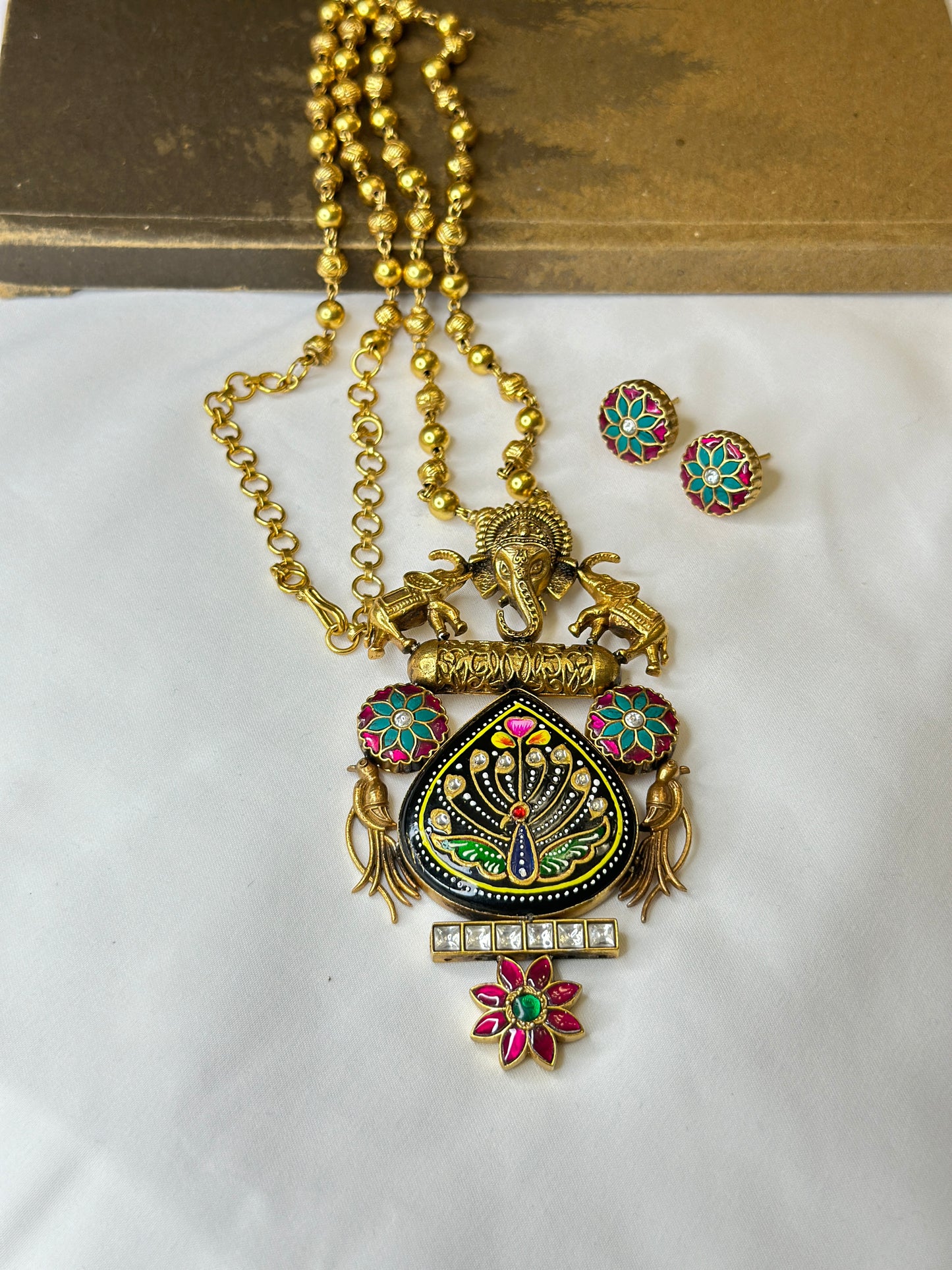 Ganesha pendant with meenakari