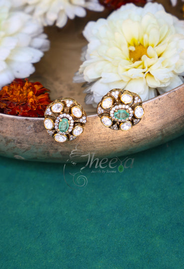 Mint and moissanaite Studs