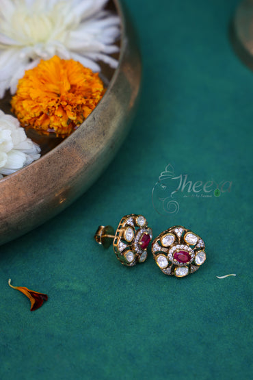 Red and moissanaite Studs