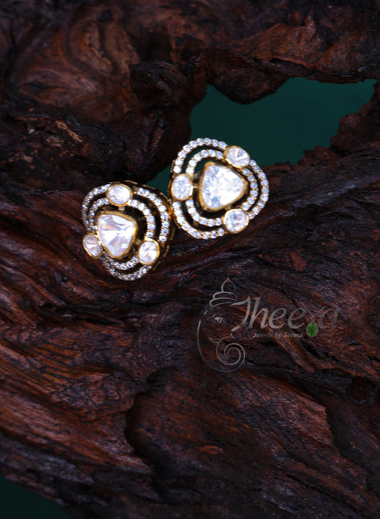 White heart moissnaite Studs