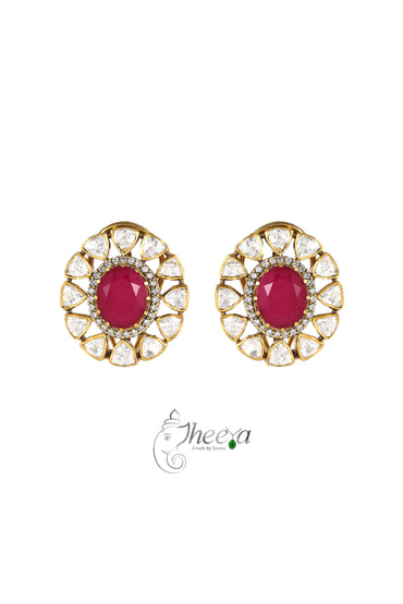Ratnavalli Ruby n Moissanite Studs