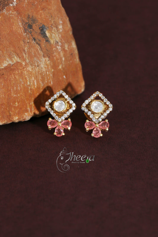 Ratnavalli Pink bow Moisssanite Studs