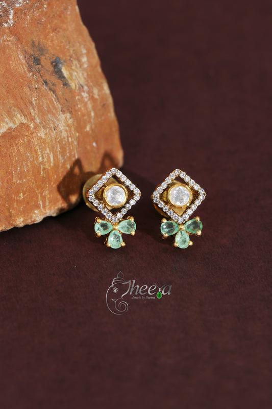 Ratnavalli Mint bow Moisssanite Studs