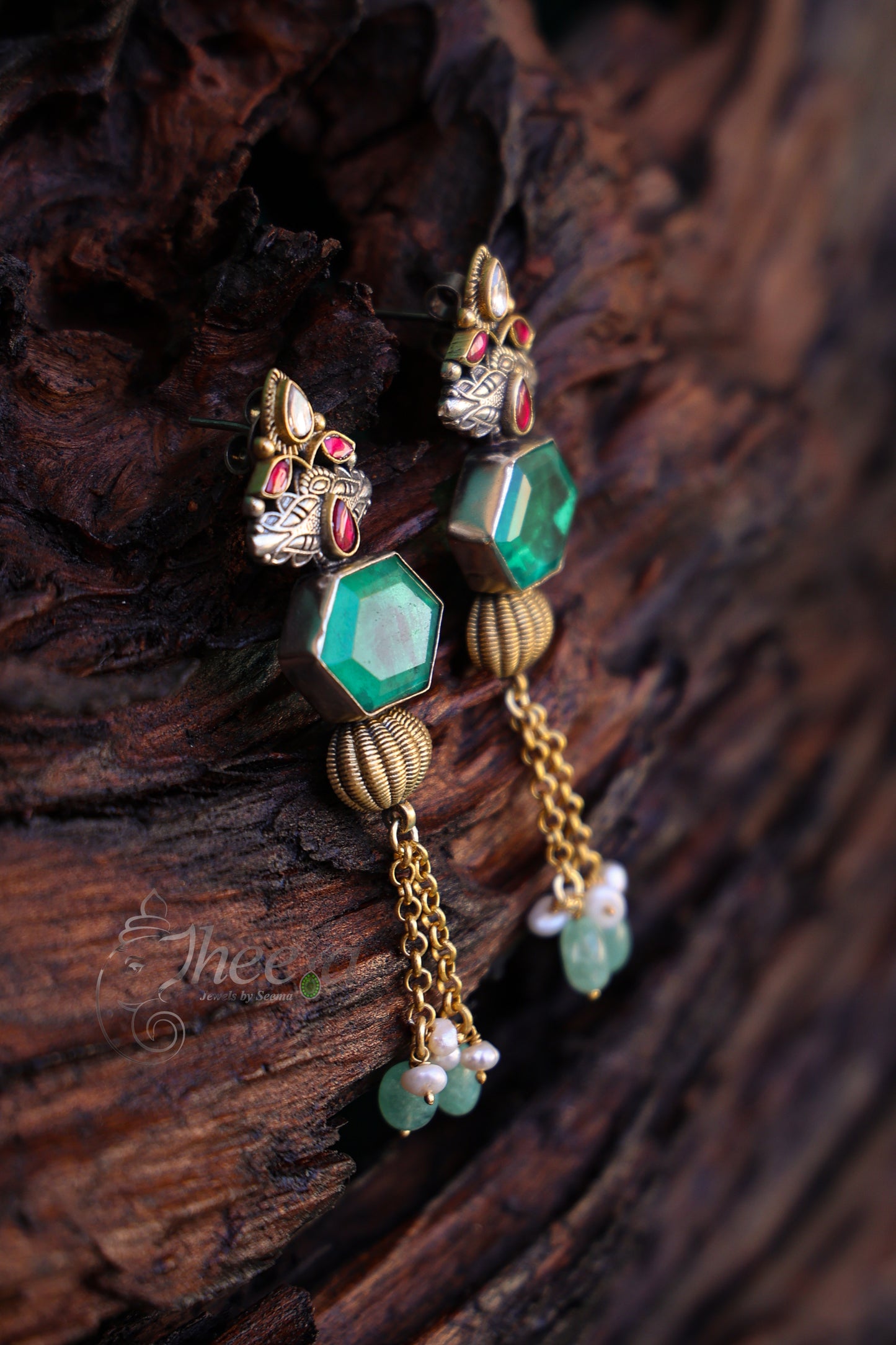 Green stone danglers
