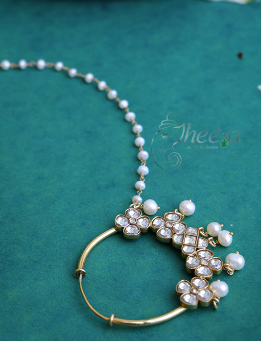 White Kundan nose ring