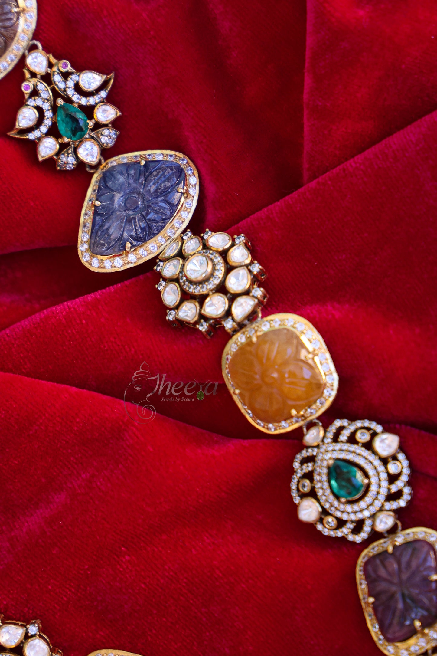 Multi Saphire with moissanaite set