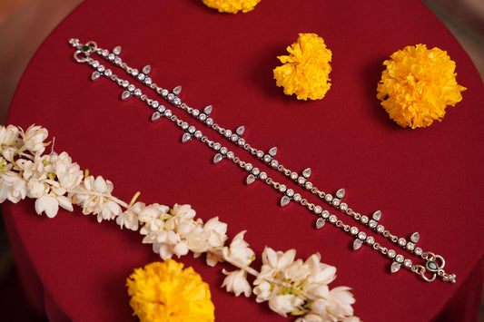 White glass stones Anklets