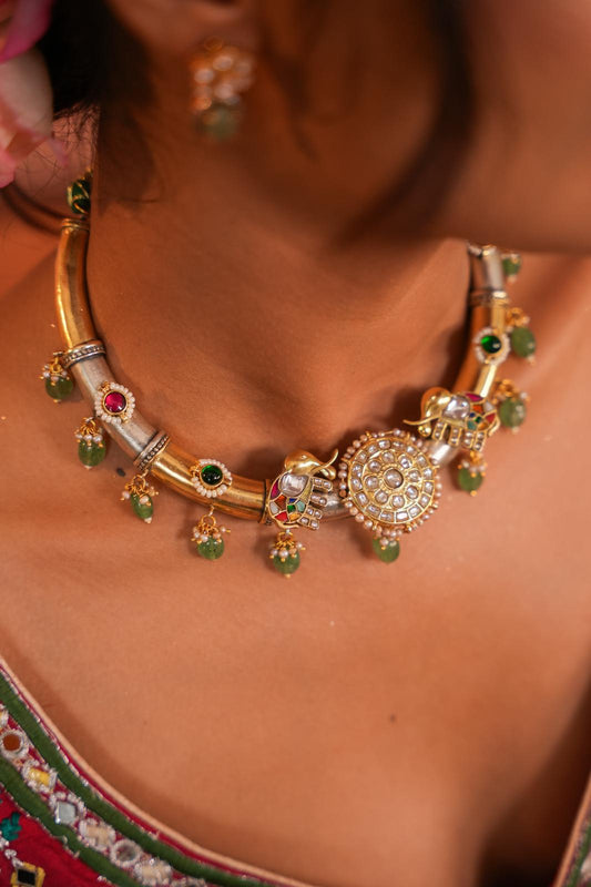 Riwaayat Kohlapuri style hasli with elephant motifs