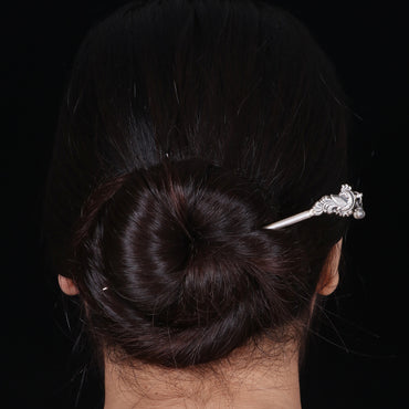 White Peacock with Dangler Hair Pin image 1
