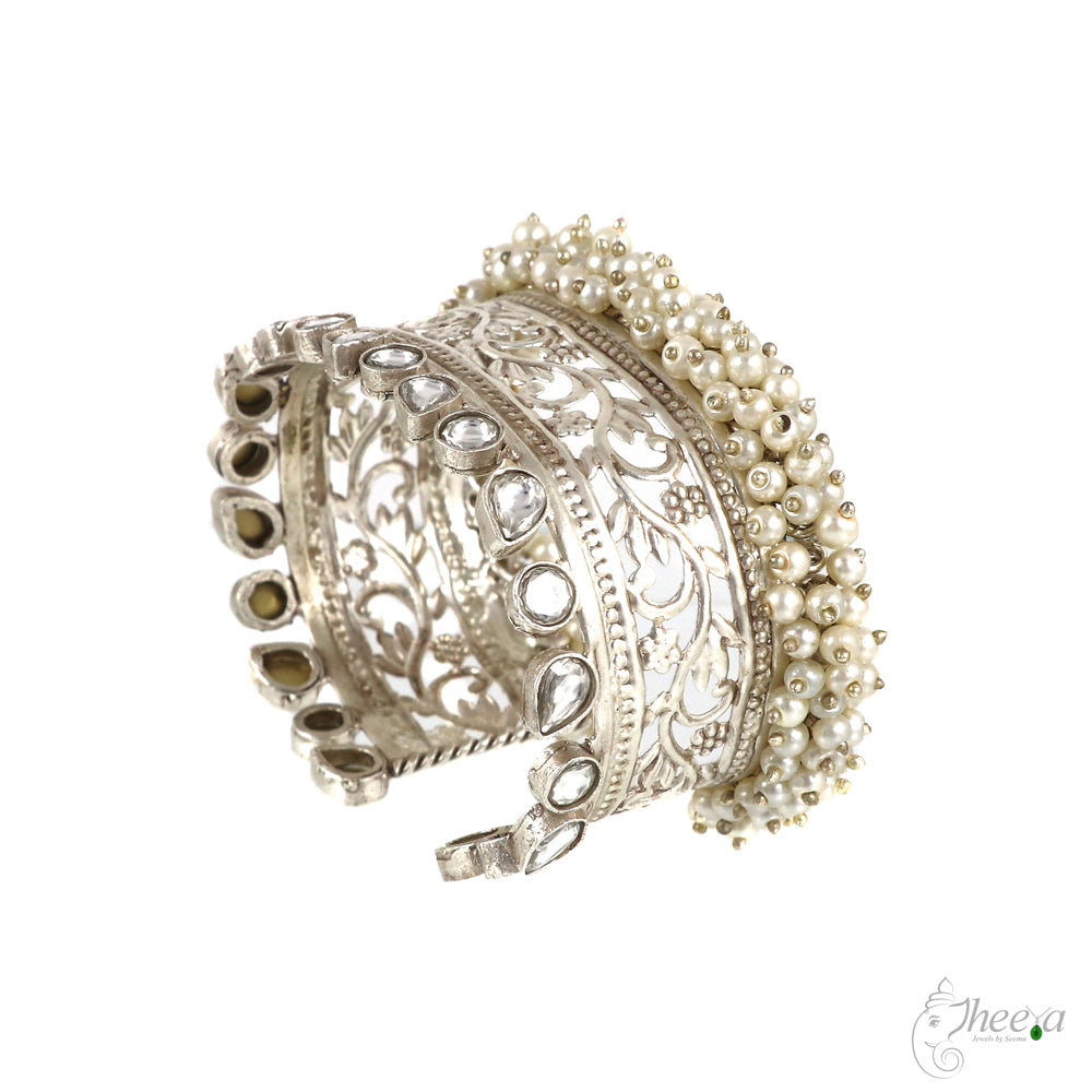 Filigree work Cuff with Pearls and bells image 2