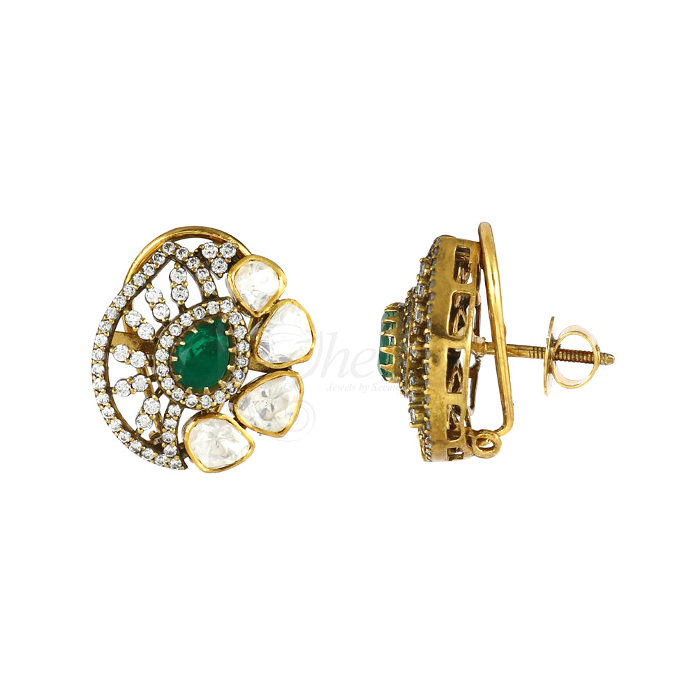 Aquamarine Stone with CZ Studs image 2