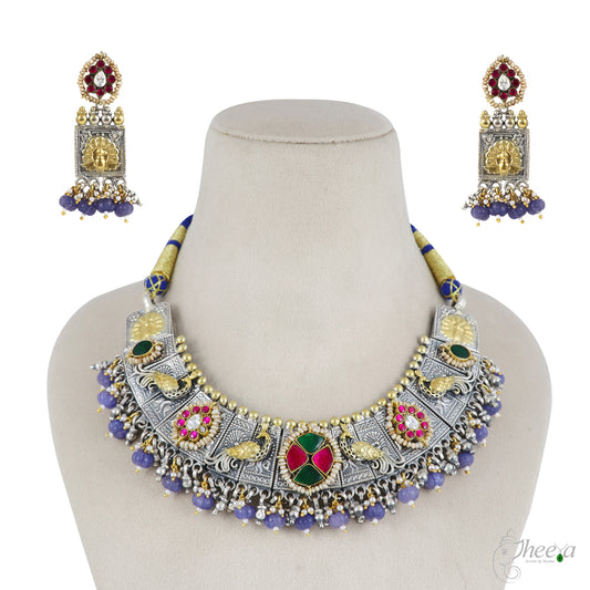 Fusion Kundan Necklace with Amethyst Beads image 0