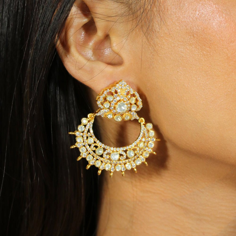 Chandbaali Moissanite with Pearl Work Earring image 0