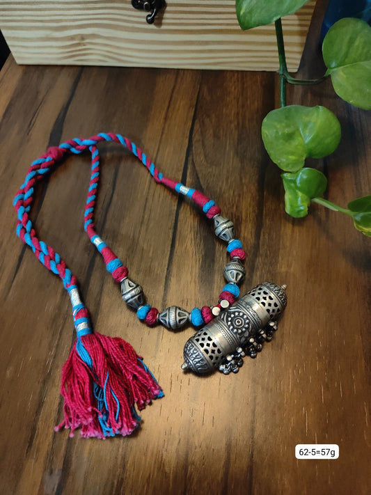 Dhaage Blue and Pink Tabeez Necklace image 0