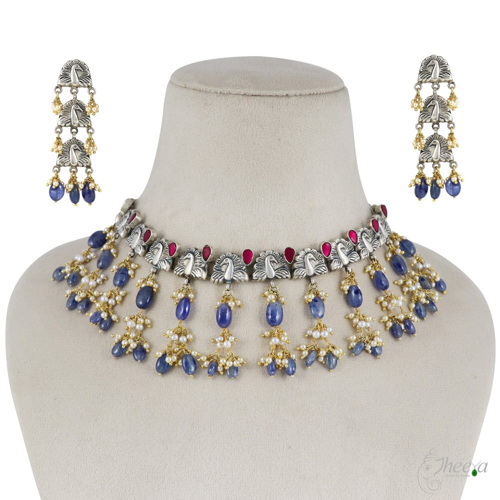 Peacock with Amethyst Drop Necklace image 3