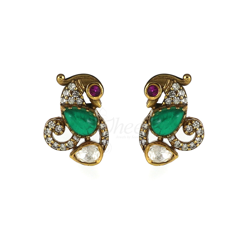 Green Stone with Moissanite Pendant Set image 5