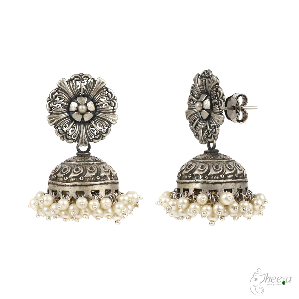 Jhumka with Hanging Pearls Earrings image 2