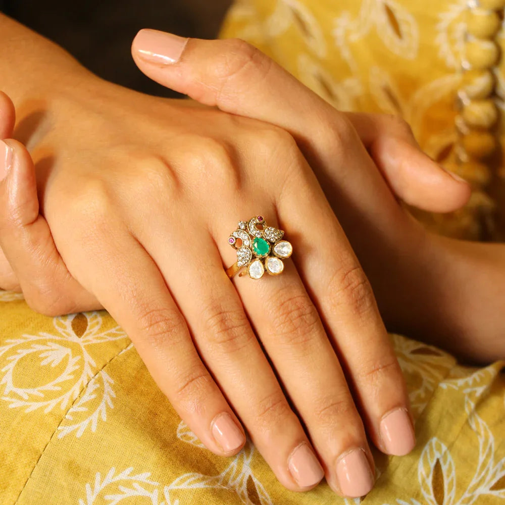 Small Peacock Moissanite Ring image 0
