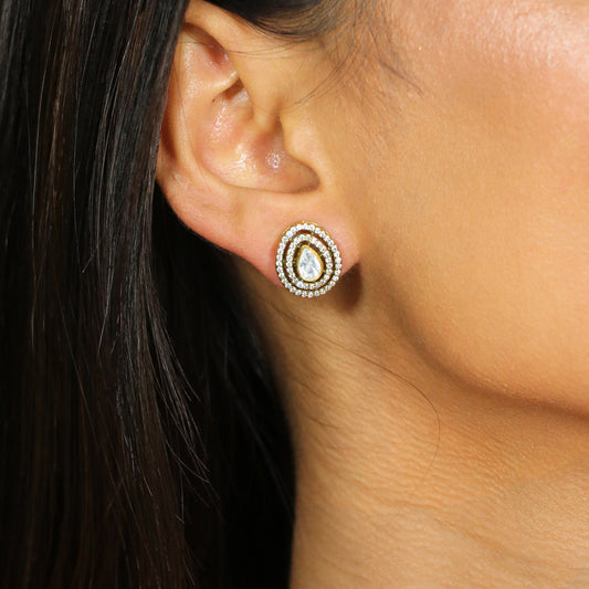 Moissanite with CZ Teardrop Stud image 0