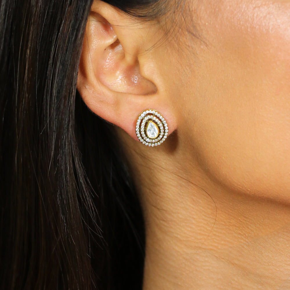 Moissanite with CZ Teardrop Stud image 0