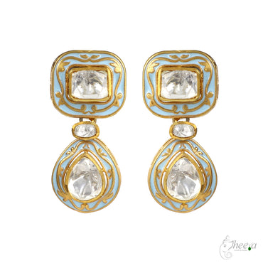 Ratnavalli Powder blue Meenakari Necklace Set image 1