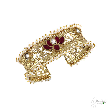 Filigree Cuff with Kundan and Pearl Work image 1