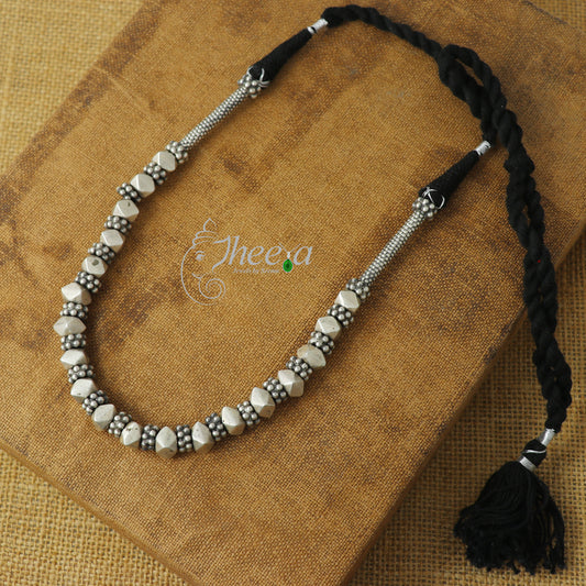 Saadagi Silver Beads with Thread Necklace image 0