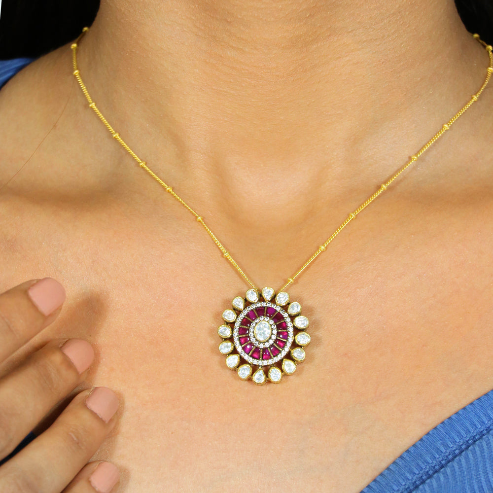 Moissanite Kundan Pendant image 3