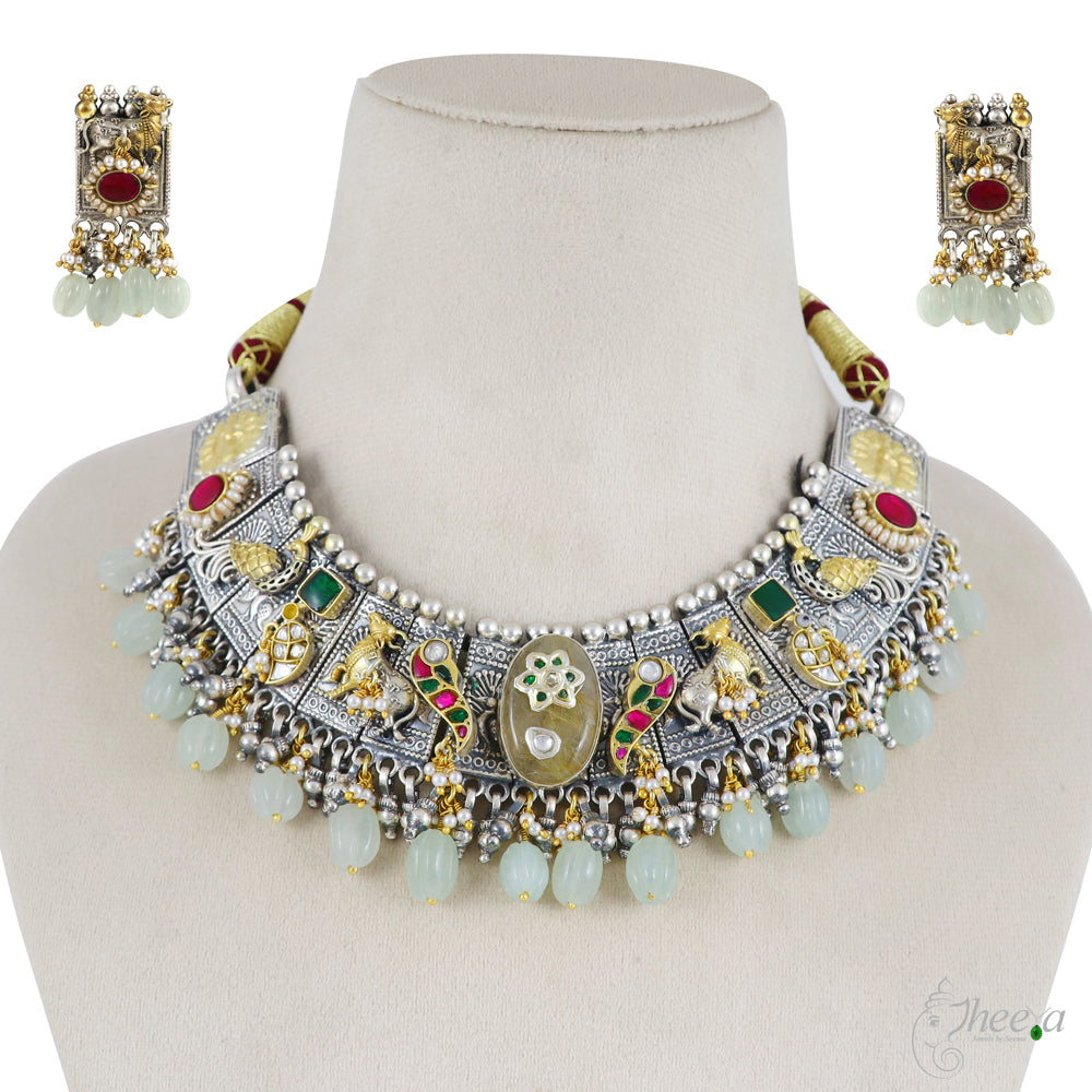 Fusion Necklace Set Lime green drops image 3