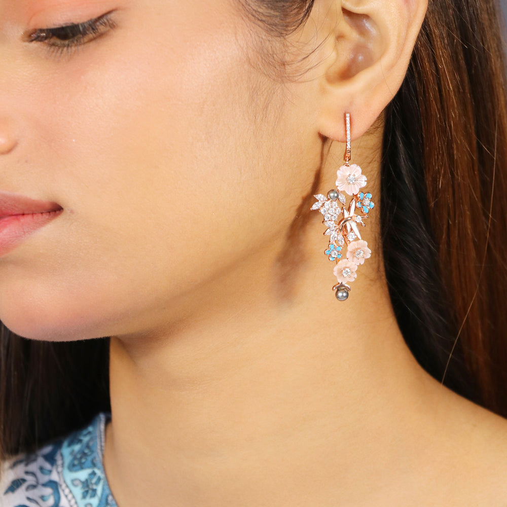 Floral Drop CZ Earring image 0