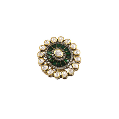 Moissanite with Green Kundan Ring image 3