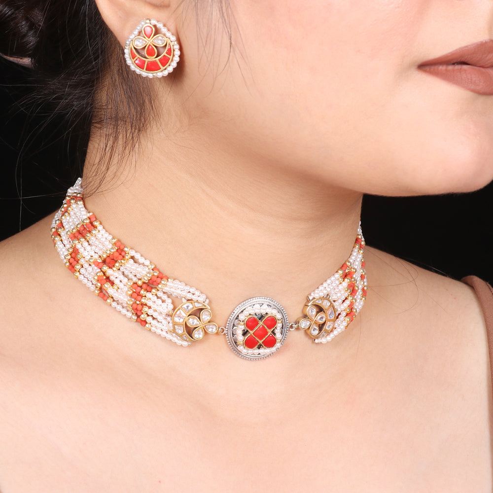 Coral and Pearl Chokar image 0
