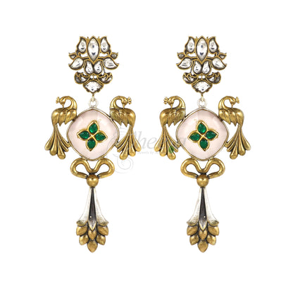 Rose quads with Green Kundan inlay work image 3