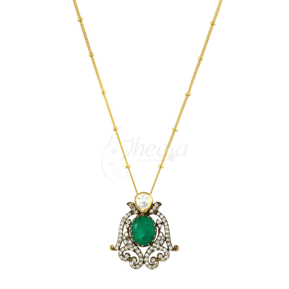 Emerald Green with Moissanite Pendant Set image 4