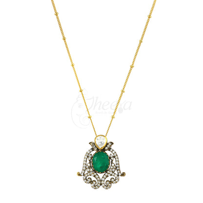 Emerald Green with Moissanite Pendant Set image 4