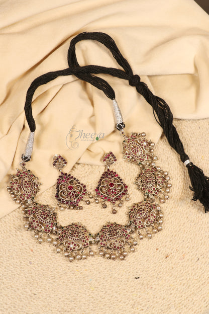 Saadagi Oxidized Silver temple jewelry