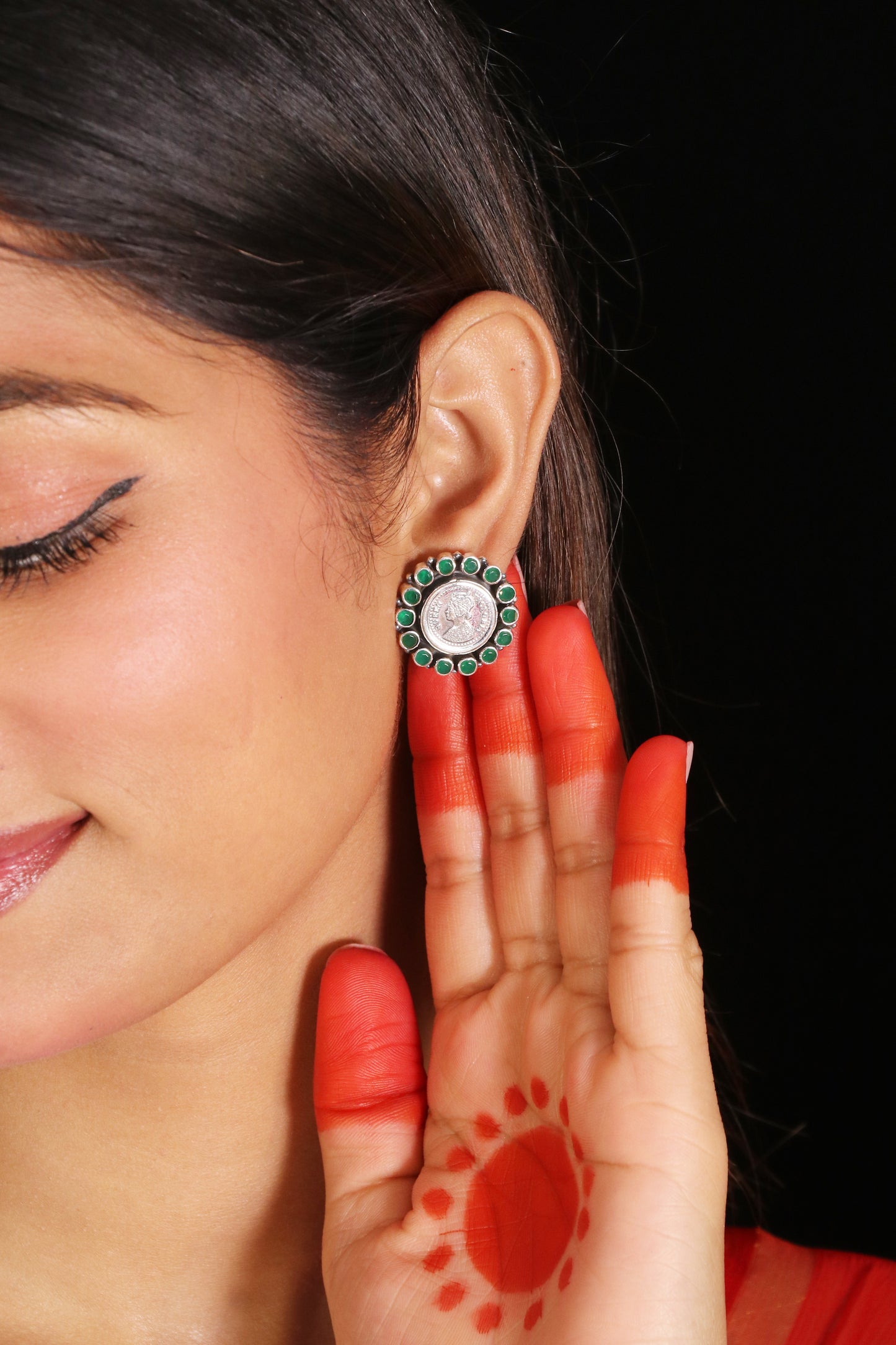 Saadagi Green Coin earrings image 1