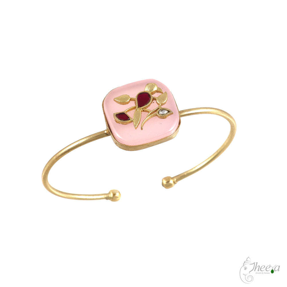 Rose Quartz Bracelet with Kundan inlay work image 2