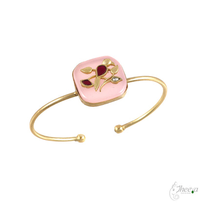 Rose Quartz Bracelet with Kundan inlay work image 2