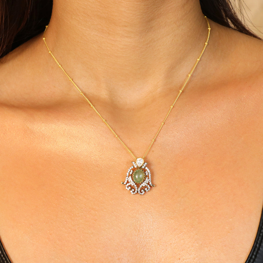 Mint Green with Moissanite and CZ Pendant Set image 1