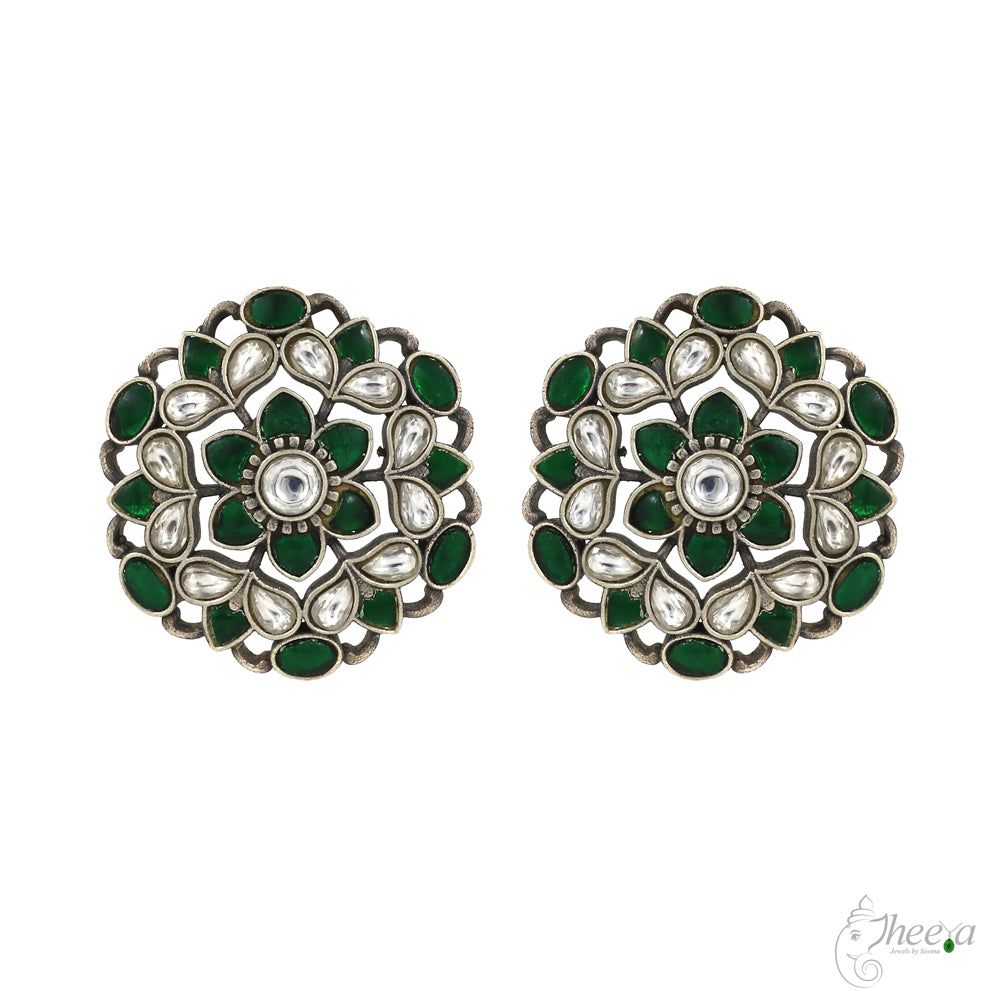 Green and White Stone Kundan image 0