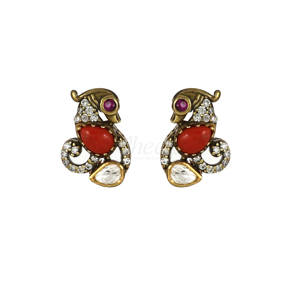 Coral with Moissanite Pendant Set image 4