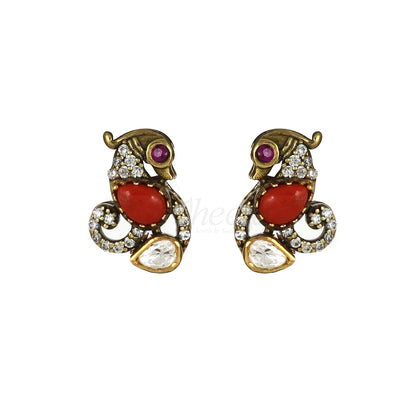 Coral with Moissanite Pendant Set image 4