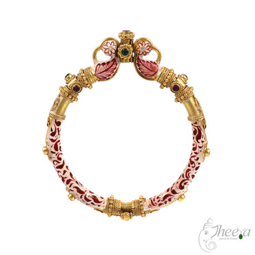 Red and Cream Meenakari work Bangle image 2