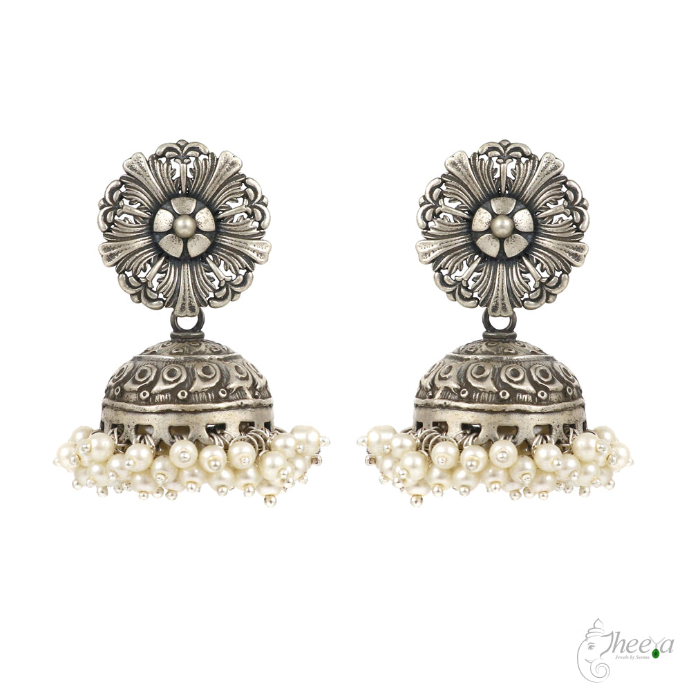 Jhumka with Hanging Pearls Earrings image 0