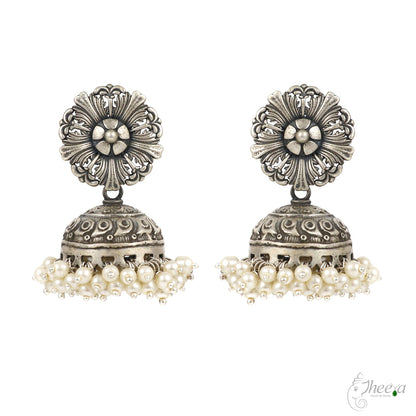 Jhumka with Hanging Pearls Earrings image 0