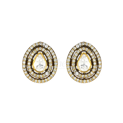 Moissanite with CZ Teardrop Stud image 1